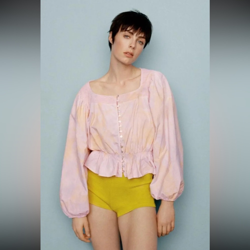 ZARA Balloon Sleeve Crop‎ Peplum Blouse